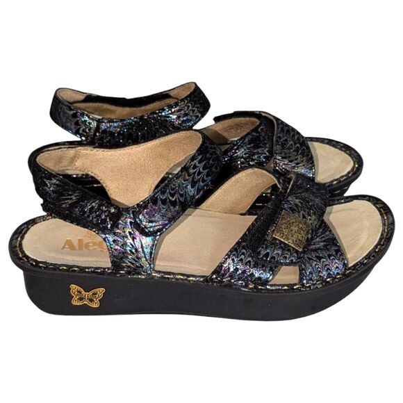 Alegria Lula Leather Adjustable Backstrap Sandals Glam Bam 37 US 7 Wide Width - Picture 9 of 16